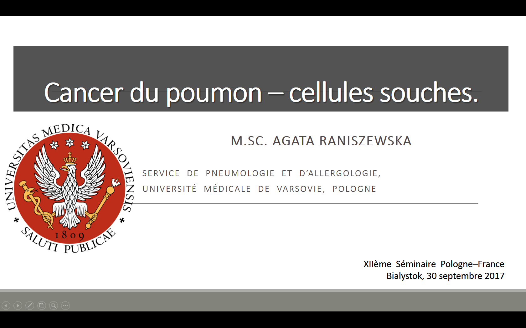 Cancer du poumon. cellules souches. M. Agata Raniszewska
