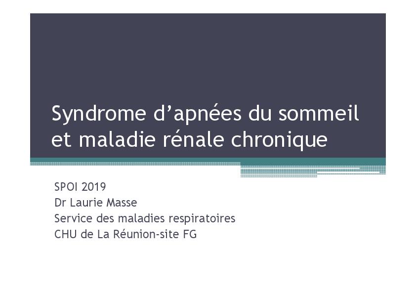 SAOS et maladie rénale chronique. Laurie Masse