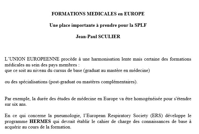 Table ronde sur les formations en Europe. Jean-Paul SCULIER