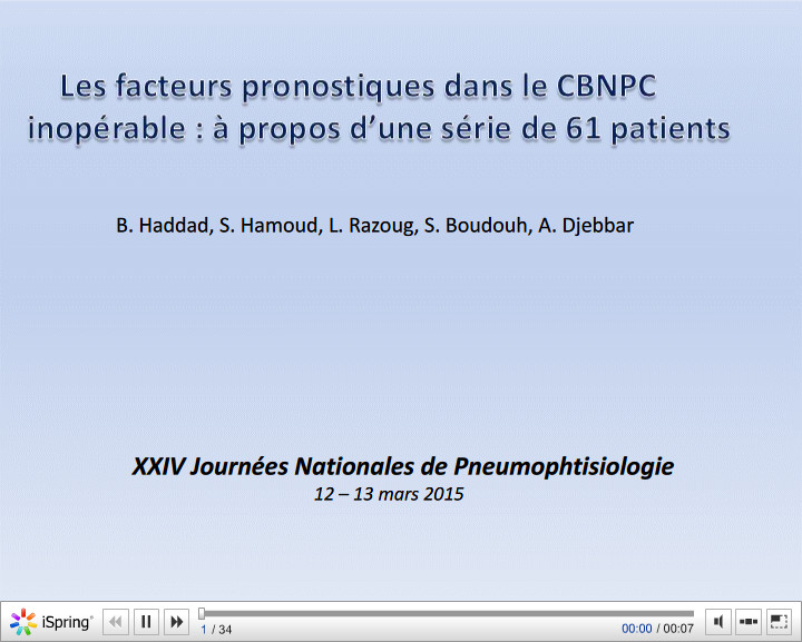 Les facteurs pronostiques dans le CBNPC inopérable. à propos d'une série de 61 patients. B. Haddad